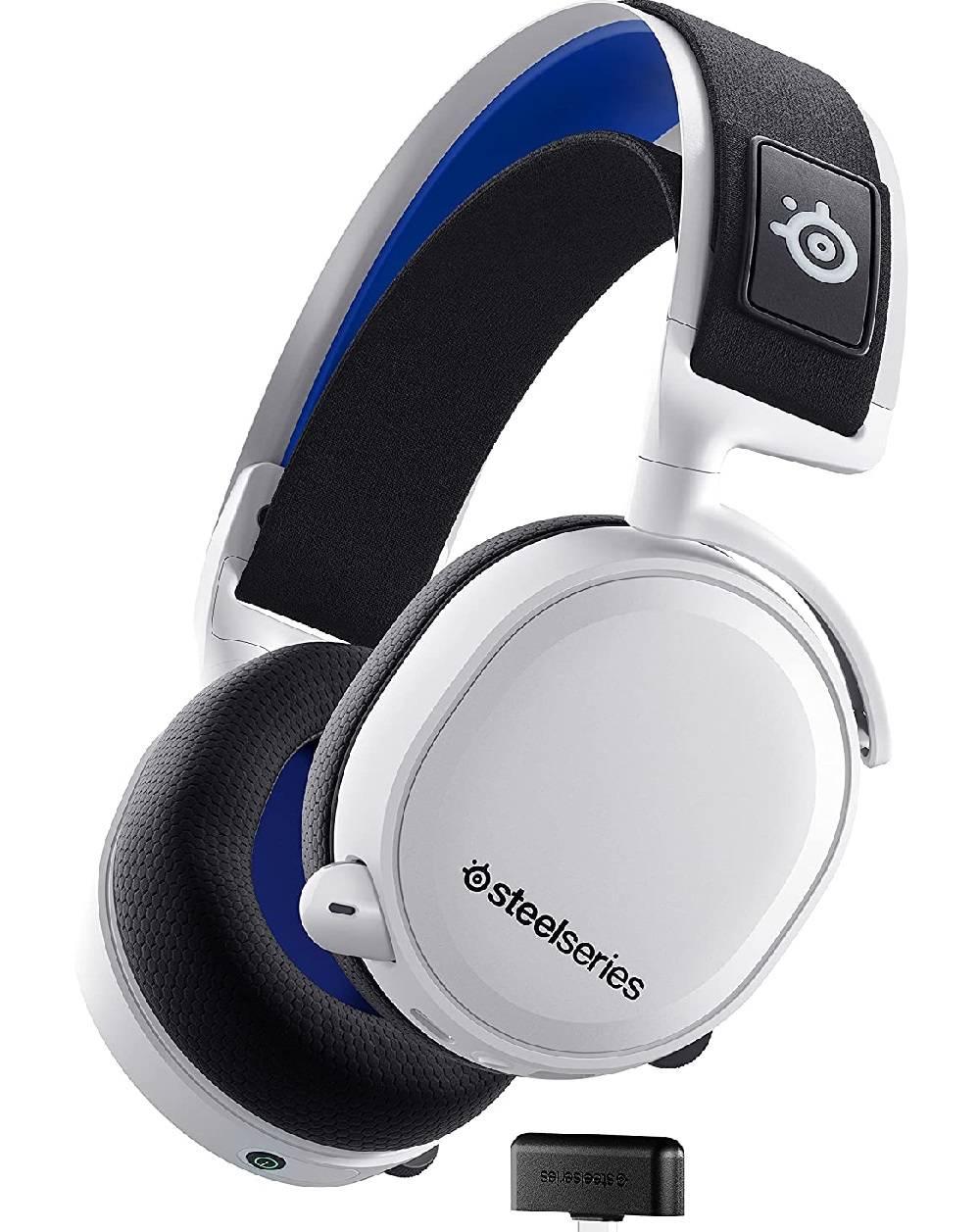 SteelSeries Arctis 7P+ Wireless Gaming Headset Lossless 2.4 GHz 30 Hour Battery Life USB-C Charging 7.1 Surround For PC / PS5 / PS4 / Mac / Android White | 61471