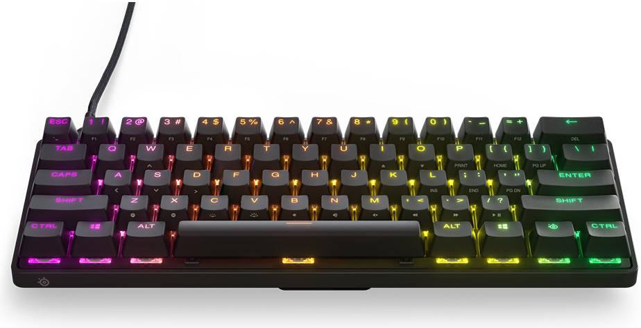 Steelseries Apex Pro Mini Gaming Keyboard OmniPoint 2.0 Adjustable Switches 100M Presses 5 Custom Profiles RGB PBT Keycaps Detachable USB Type-C US Eng Layout Black | 64820