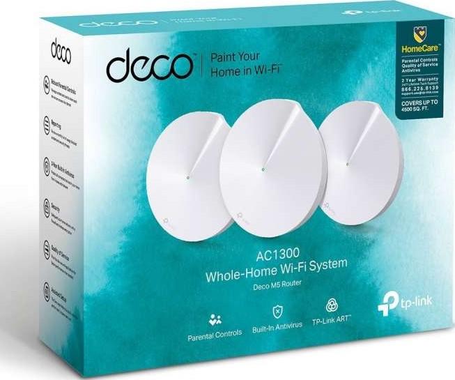 tp link TP-Link Deco M5 Whole Home Mesh WiFi System | Unique Antivirus Security Protection and Parental Controls | Up to 4,500 sq. ft. Coverage | Works with Alexa and IFTTT | 3-Pack