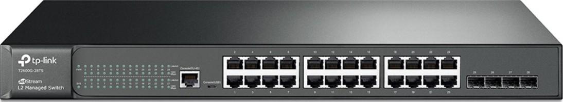 سويتش سطح مكتب 24 منفذ تي بي لينك TP-Link JetStream 24-Port Gigabit L2 Managed Switch with 4 Gigabit SFP Slots T2600G-28TS(TL-SG3424)