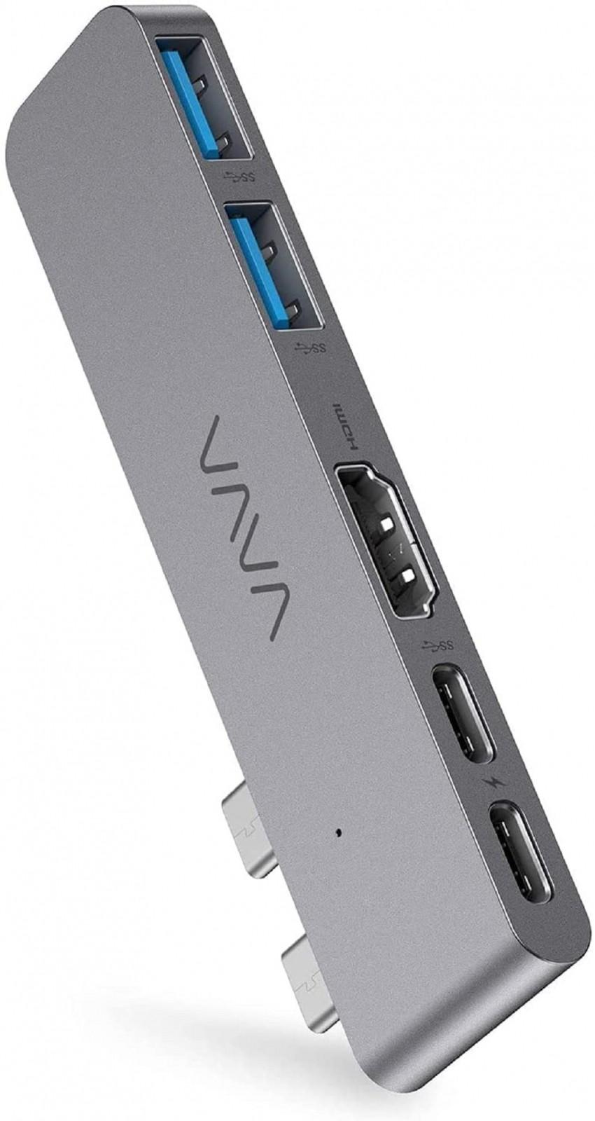Vava VA-UC019 5 in 1 USB C Hub Ultra-Slim Dual-Monitor Adapter, 5K 60Hz Display, HDMI, USB-C Port for 100W PD Charging with 40Gbps Data Transfer | 83-07000-081
