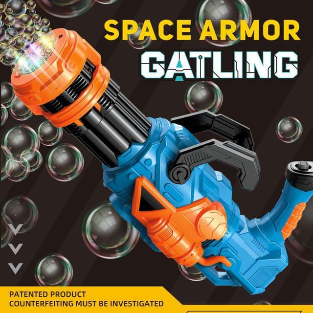 مسدس لعبة فقاعات الصابون للاطفال Space Armor Bazooka Bubble Gun Toy for Children