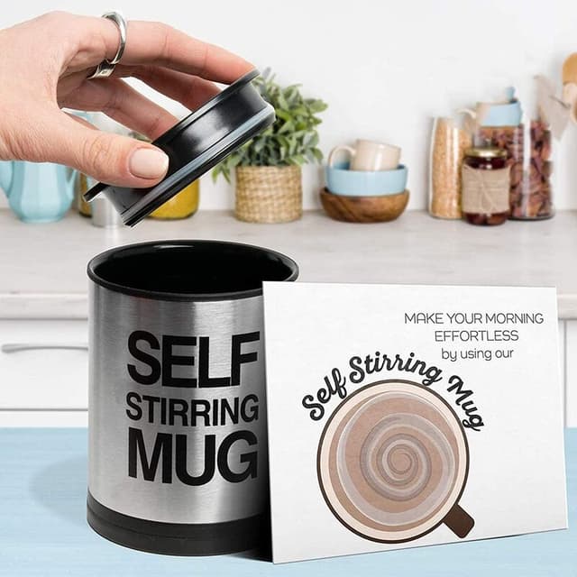 كوب خلاط للقهوة حافظ للحرارة 350 مللي Stainless Steel Auto Stirring Coffee Mug