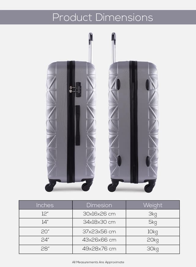 Para John 5-Pieces Hardside Travel Trolley Luggage Bag Set