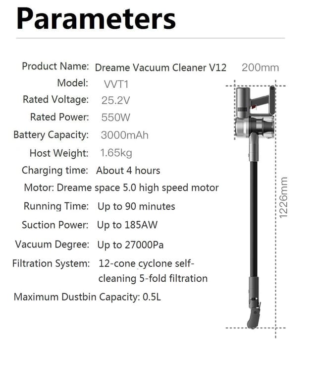 Dreame V12 Cordless Vacuum Cleaner 3000mAh
