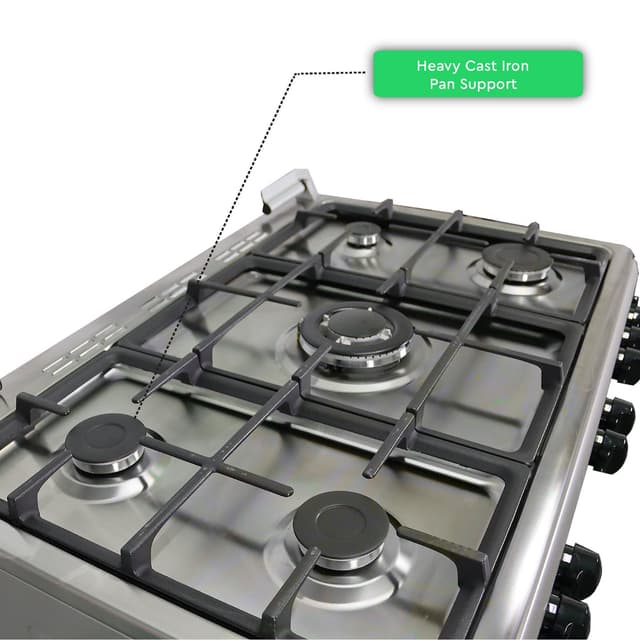 فرن غاز تركي 5 عيون نوبل 90x60 سم Nobel Gas Cooker Stainless Steel