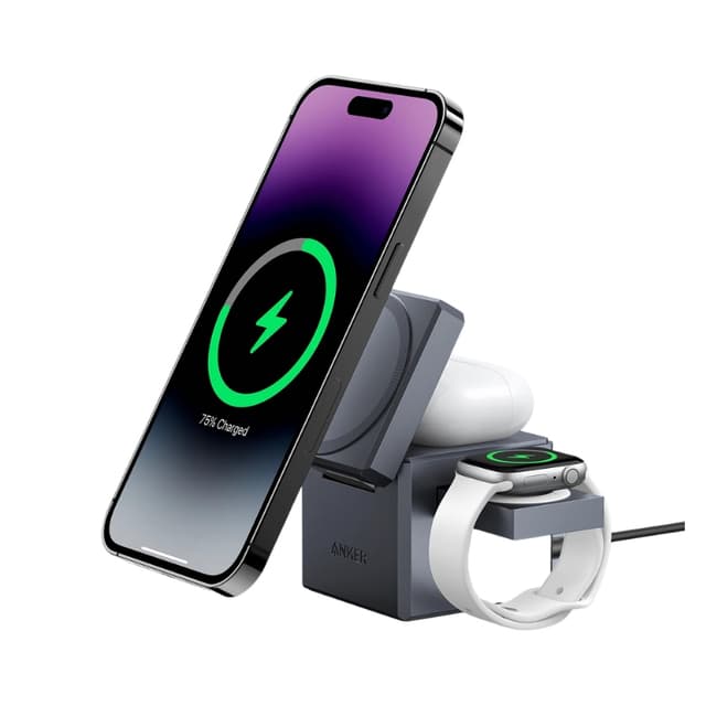 قاعدة شاحن لاسلكي انكر ماغ سيف لأجهزة الايفون Anker 3-in-1 Cube with MagSafe