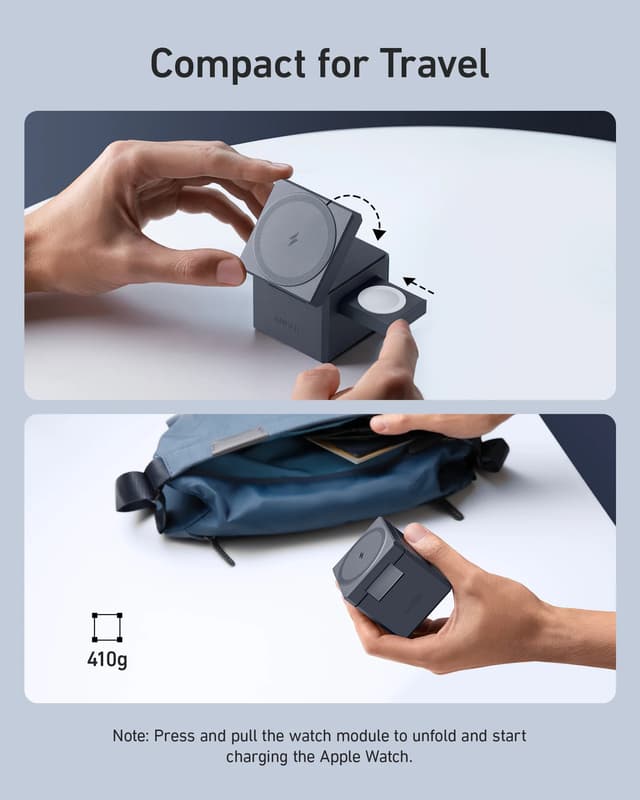 قاعدة شاحن لاسلكي انكر ماغ سيف لأجهزة الايفون Anker 3-in-1 Cube with MagSafe