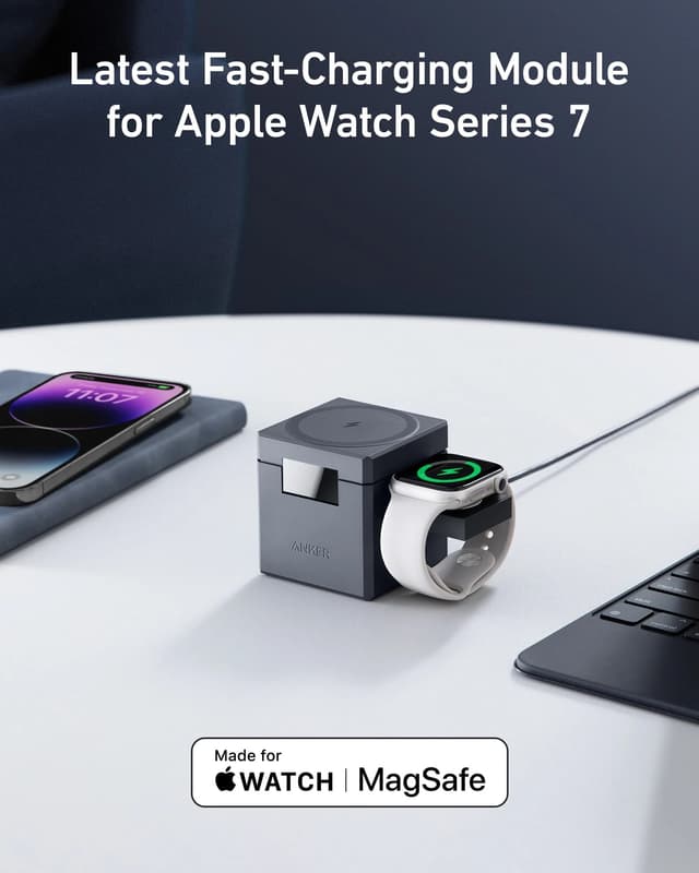 قاعدة شاحن لاسلكي انكر ماغ سيف لأجهزة الايفون Anker 3-in-1 Cube with MagSafe