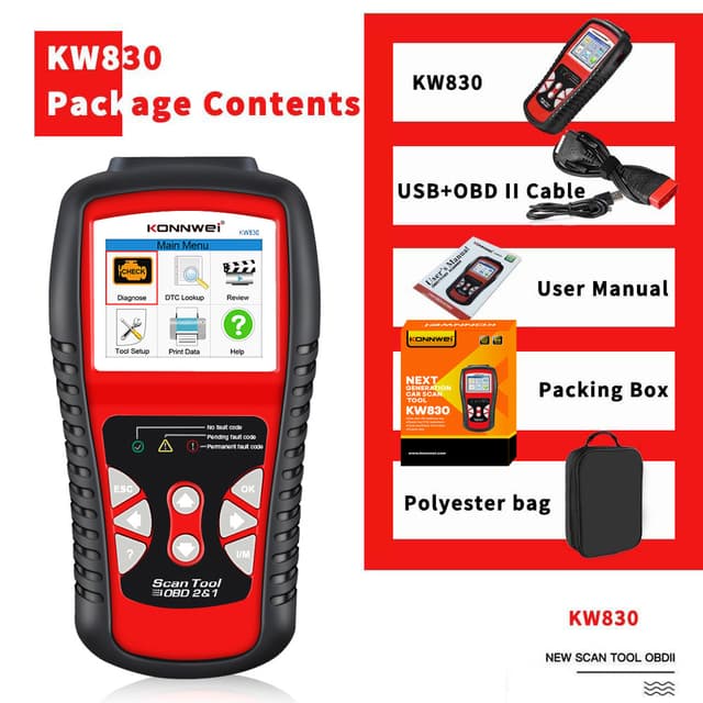 جهاز فحص السيارات كونوي كي دبليو 830 لكشف أعطال السيارة Konnwei Kw830 Car Vehicles Diagnostic Tool Detector
