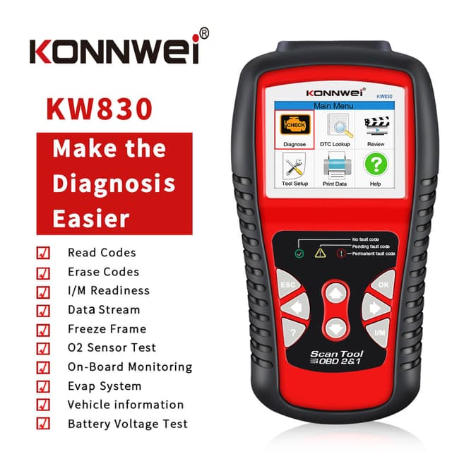 جهاز فحص السيارات كونوي كي دبليو 830 لكشف أعطال السيارة Konnwei Kw830 Car Vehicles Diagnostic Tool Detector