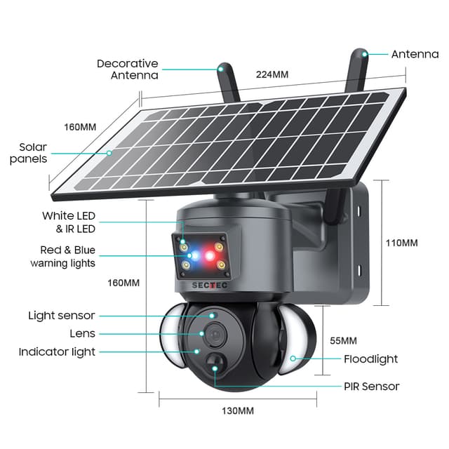 Wireless PTZ Solar Security Camera 4G  