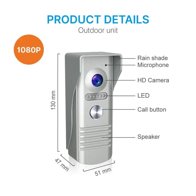 جرس باب مع كاميرا 1080 بكسل تويا Tuya Smart Video Doorphone