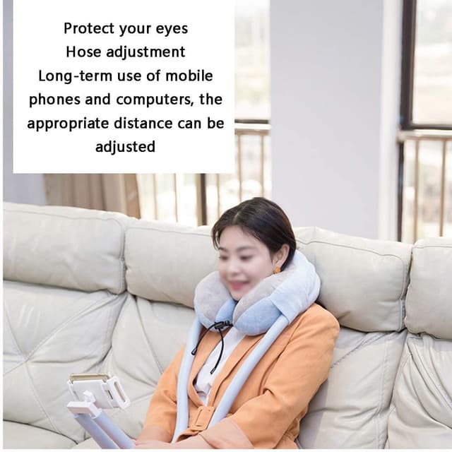 Neck Pillow With Foldable Lazy Phone Bracket  - 272635