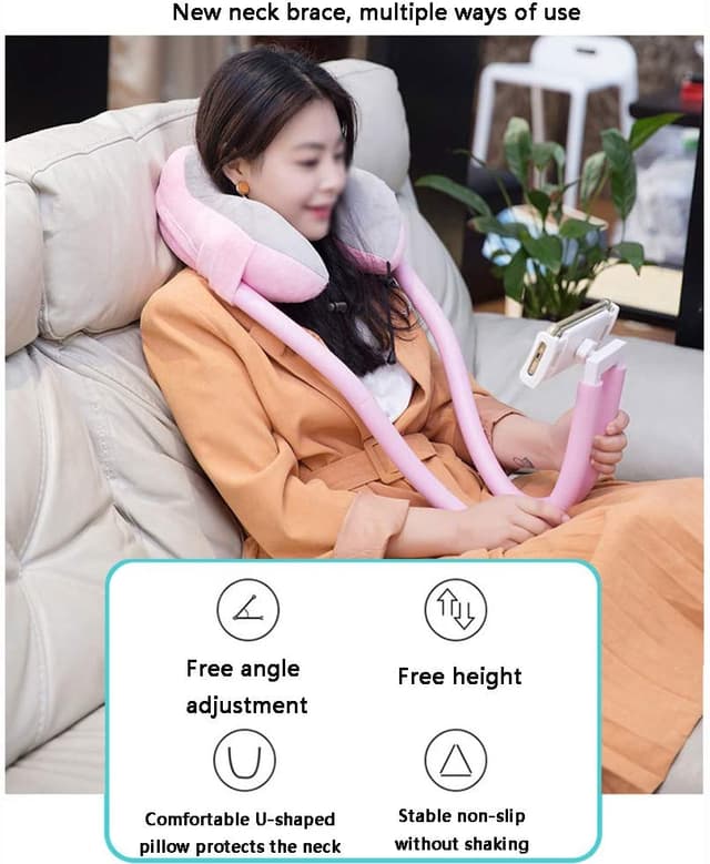 Neck Pillow With Foldable Lazy Phone Bracket  - 272634