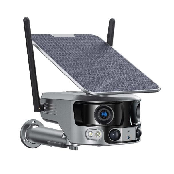 Solar Security Camera 4G Wireless Outdoor Dual Lens Panoramic