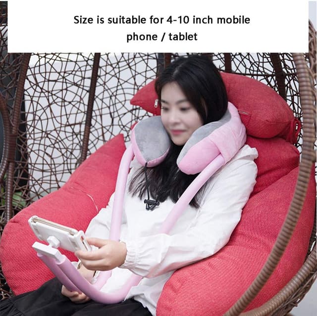 Neck Pillow With Foldable Lazy Phone Bracket  - 272637