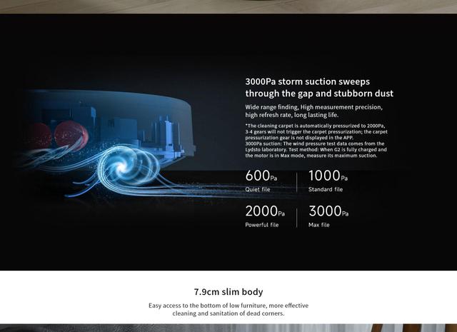 مكنسة روبوت التنظيف مع صندوق غبار ليدستو جي 2 الذكية Lydsto G2 Sweep Mop Robot Vacuum Cleaner