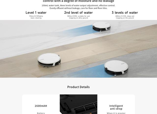 مكنسة روبوت التنظيف مع صندوق غبار ليدستو جي 2 الذكية Lydsto G2 Sweep Mop Robot Vacuum Cleaner