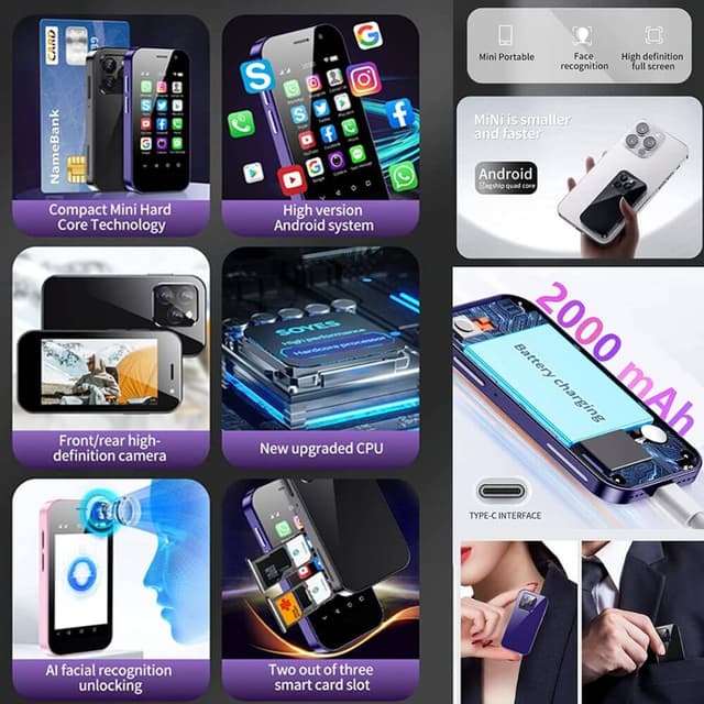 موبايل صغير ميني آيفون XS14 برو أندرويد Soyes XS14 Pro 4G Mini Smartphone