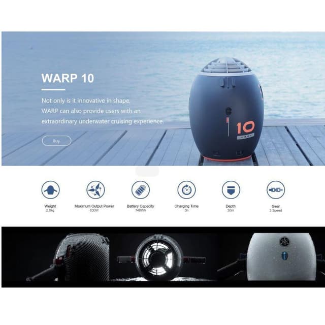 سكوتر غوص روبوسي 3 غيارات 630 واط RoboSea Warp 10 Underwater Scooter 3 Gears