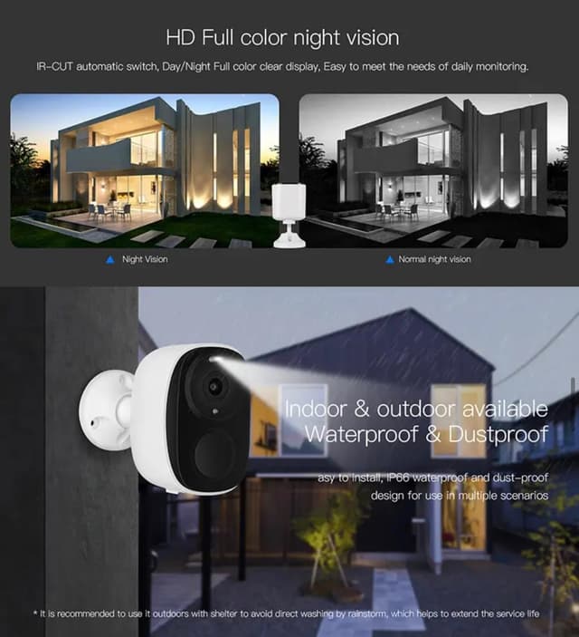 كاميرا مراقبة خارجية بالطاقة الشمسية والبطارية Smart Wireless Battery Camera With Solar Panel