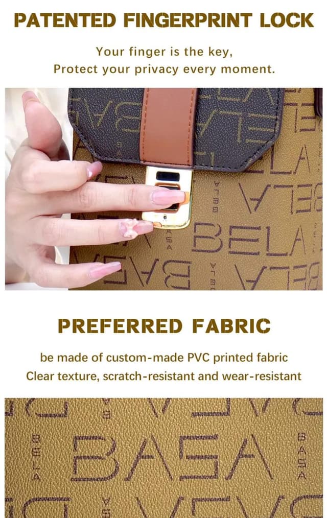 حقيبه نسائيه جلد بالبصمة Women's Smart Fingerprint Lock Bag