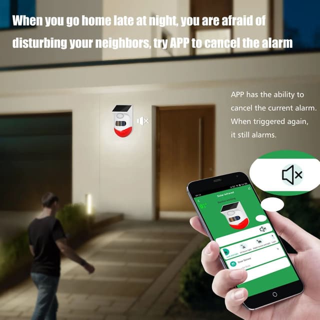 جهاز انذار ضد السرقة حساس حركة بالطاقة الشمسية مع ريموت Wifi solar outdoor infrared alarm