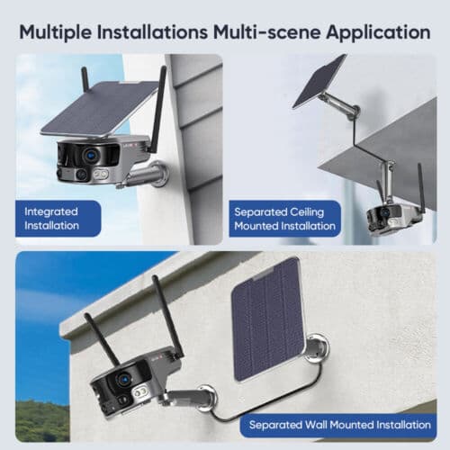Solar Security Camera 4G Wireless Outdoor Dual Lens Panoramic