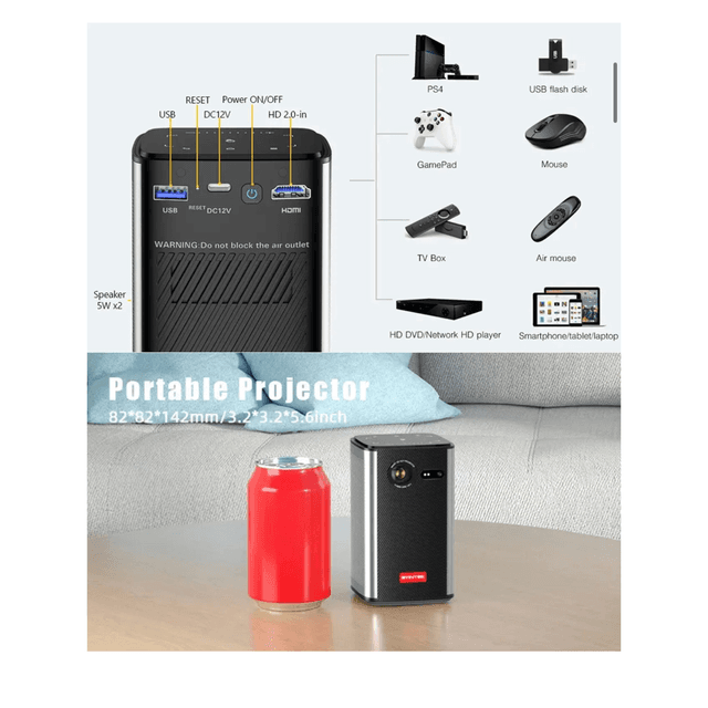 بروجكتر لاسلكي أندرويد باينتك 8000 مللي أمبير 180 بوصة BYINTEK P70 Mini DLP Android Projector