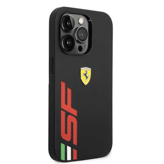 كفر ايفون 14 برو جلد صلب فيراري بيج اس اف أسود Ferrari Leather Printed Big SF Logo Hard Case - SW1hZ2U6MTM2ODc1MA==