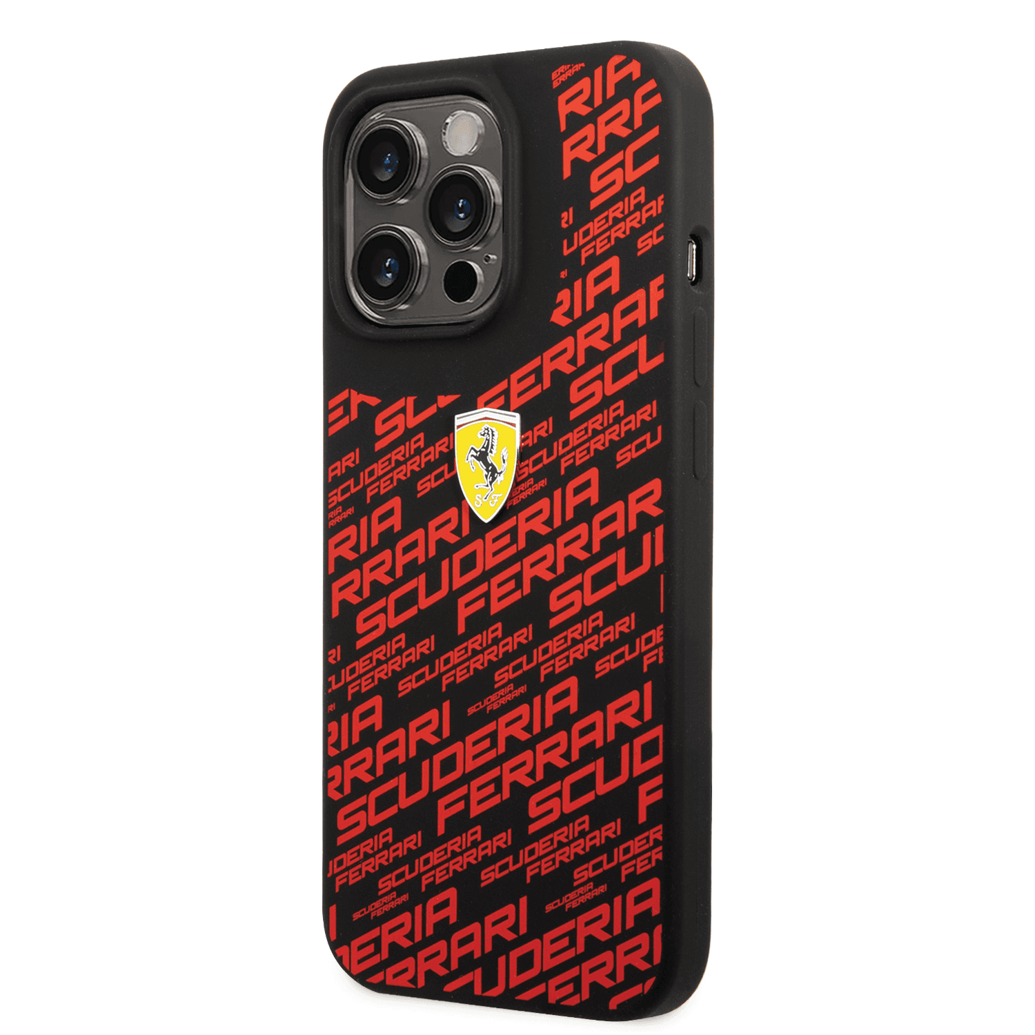 Ferrari Liquid Silicone Case All Over Printed Scuderia For iPhone 14 Pro Max - Black [ FEHCP14XSAOK ]