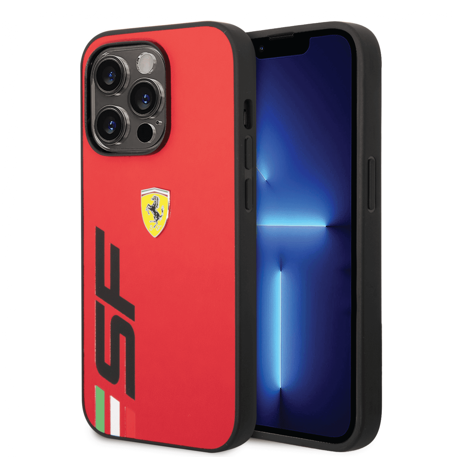 Ferrari PU Leather Case With Printed Big SF Logo For iPhone 14 Pro Max - Red [ FEHCP14XPSFR ]