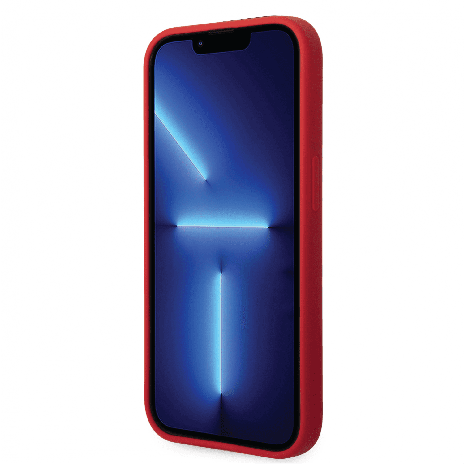 Ferrari Liquid Silicone Case With Red Camera Outline & Metal Logo For iPhone 14 Pro Max - Red [ FEHCP14XSIBBR ]