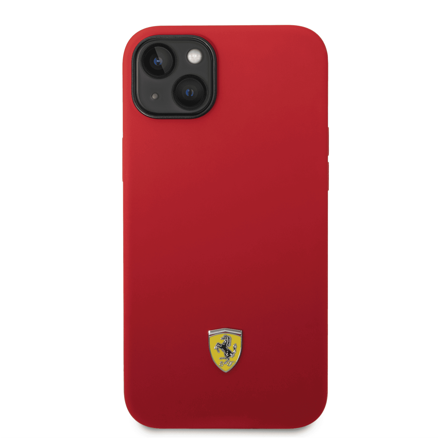 Ferrari Liquid Silicone Case With Red Camera Outline & Metal Logo For iPhone 14 Plus - Red [ FEHCP14MSIBBR ]