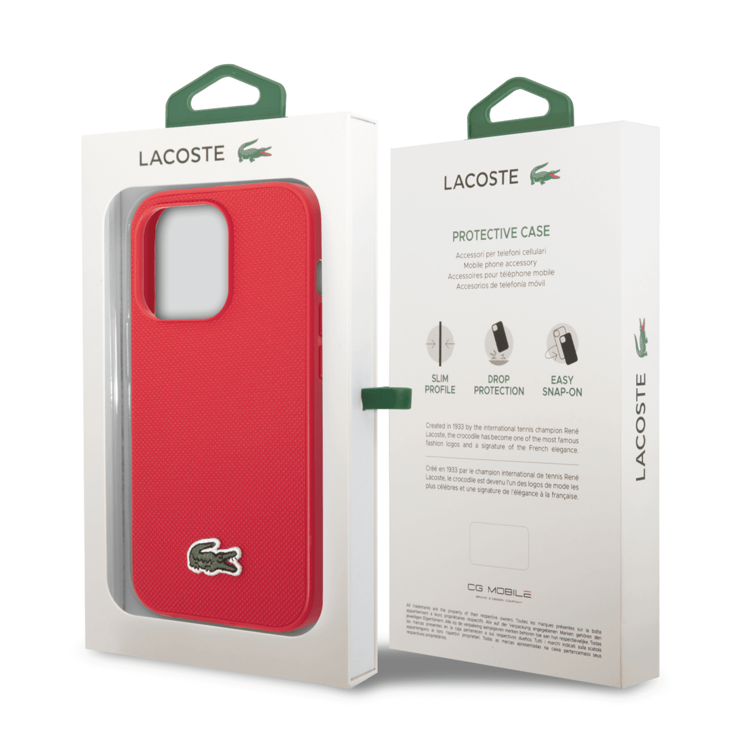 Lacoste Hard Case Iconic Petit Pique PU Woven Logo Estragon For iPhone 14 Pro Max - Red [ LCHCP14XPVCR ]