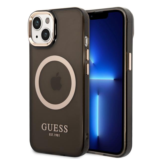 Guess Magsafe Case With Translucent Gold Outline For iPhone 14 - Black [ GUHMP14SHTCMK ] - SW1hZ2U6MTM4MzUxNA==