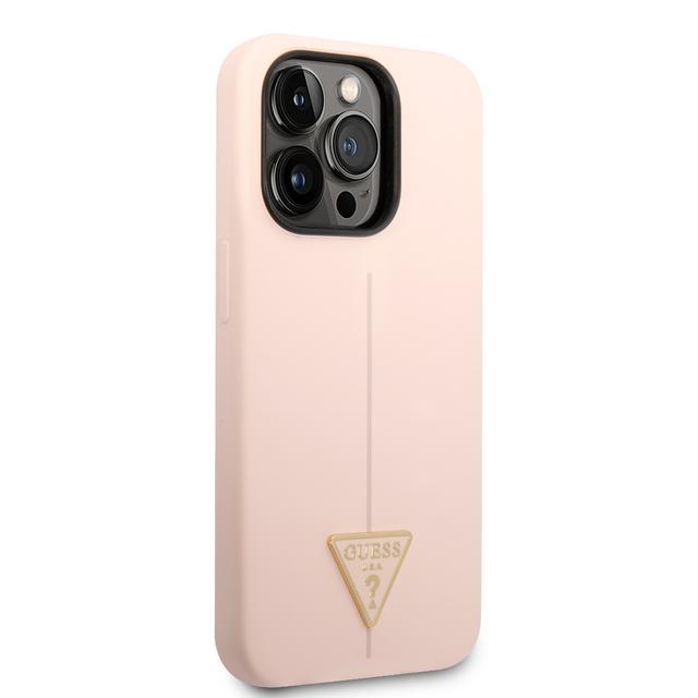 Guess Silicone Line & Triangle Hard Case for iPhone 14 Pro (6.1") - Pink [ GUHCP14LSLTGP ] - SW1hZ2U6MTM4NDcwNA==