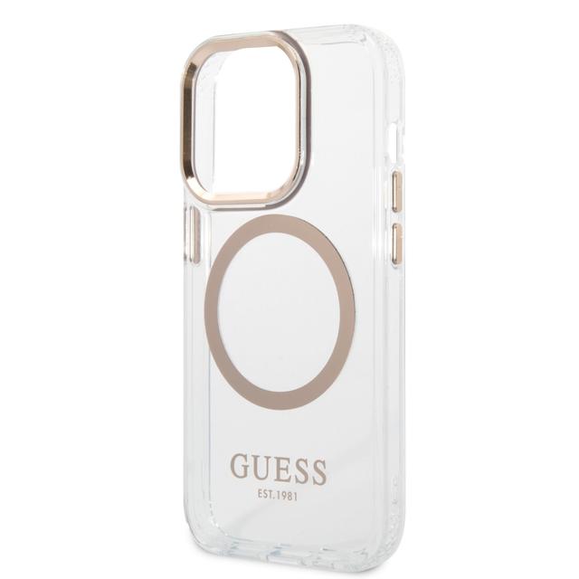 Guess Outline Transparent MagSafe Case for iPhone 14 Pro - Gold [ GUHMP14LHTRMD ] - SW1hZ2U6MTM4NDgyNA==