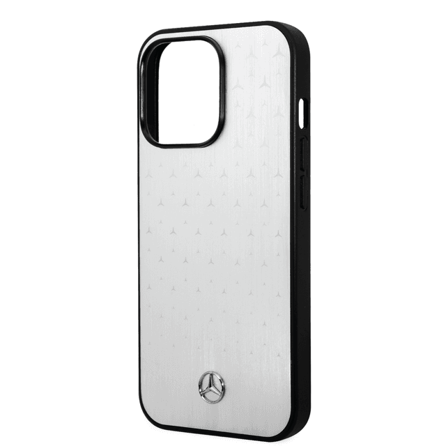 Mercedes-Benz Aluminium Case With Star Pattern For iPhone 14 Pro - Silver [ MEHCP14L8MMVDS ] - SW1hZ2U6MTM5NTQ3Nw==