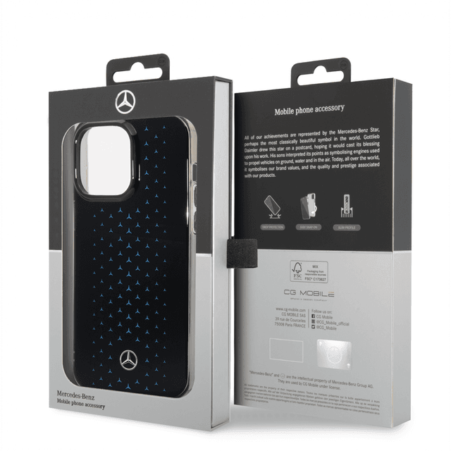 Mercedes-Benz Double Layer PC/ TPU Case With Large Star Pattern For iPhone 14 Pro - Blue [ MEHCP14L8DMGHL ] - SW1hZ2U6MTM5NTUxMQ==