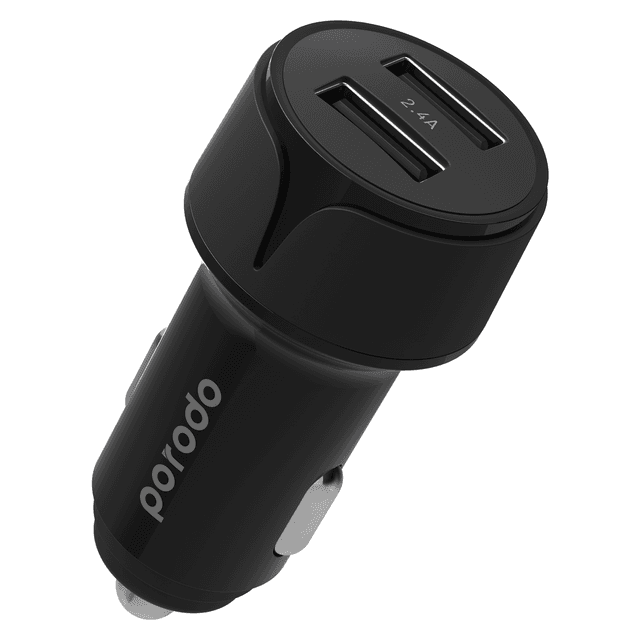 Porodo Blue Dual USB Car Charger 2.4A 12W - Black [ PB-CC12W-BK ] - SW1hZ2U6MTM5Njk3Mw==