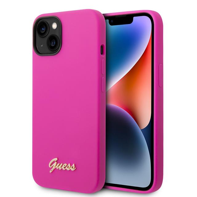 Guess Silicone PC Camera Script Logo Hard Case for iPhone 14 Plus (6.7") - Fuschia [ GUHCP14MSLSMF ] - SW1hZ2U6MTM4NjM5Ng==