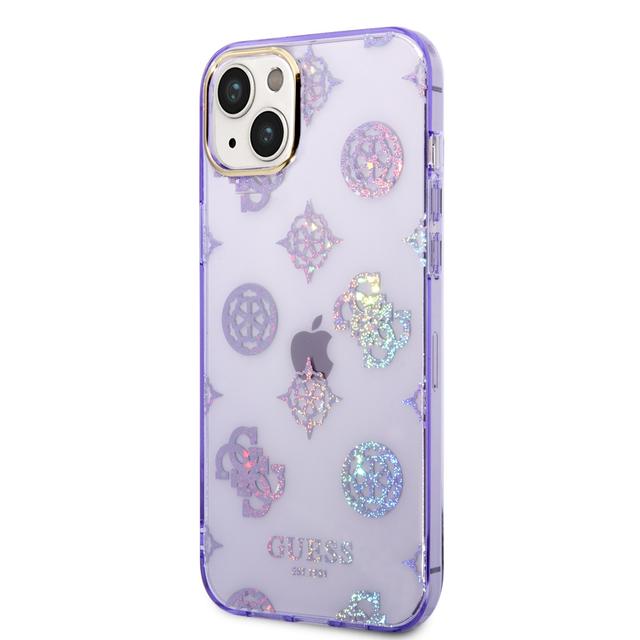 Guess PC/TPU IML Case With Electroplated Camera Outline & Peony Glitter For iPhone 14 Plus (6.7") - Lilac [ GUHCP14MHTPPTL ] - SW1hZ2U6MTM4NjU2NA==