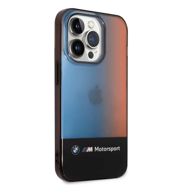 BMW Motorsport Collection PC/TPU IML Case With Printed Middle Tricolor Fading Stripe For iPhone 14 Pro - Black [ BMHCP14L22HMGK ] - SW1hZ2U6MTM2NTY3MQ==