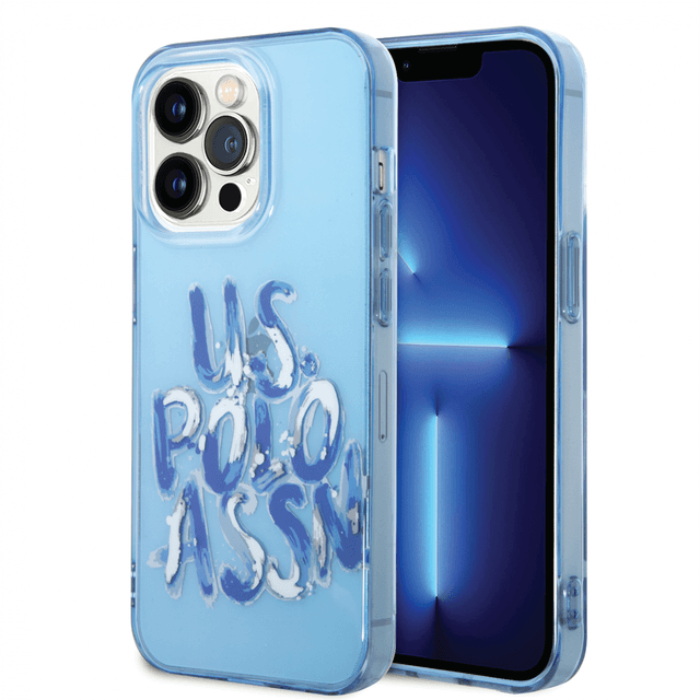 كفر جوال ايفون 14 برو سيليكون مع كتابة غرافيت لون أزرق من يو اس بولو USPA PC TPU Tranparent Case With Graffiti Logo For iPhone 14 Pro - SW1hZ2U6MTM5ODQyMQ==