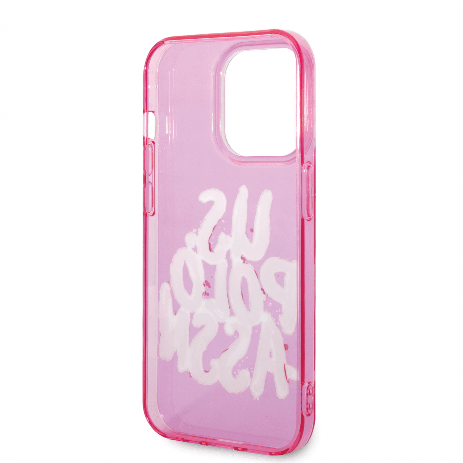 كفر جوال ايفون 14 سيليكون لون وردي من يو اس بولو USPA PC TPU Tranparent Case With Graffiti Logo For iPhone 14 Pro