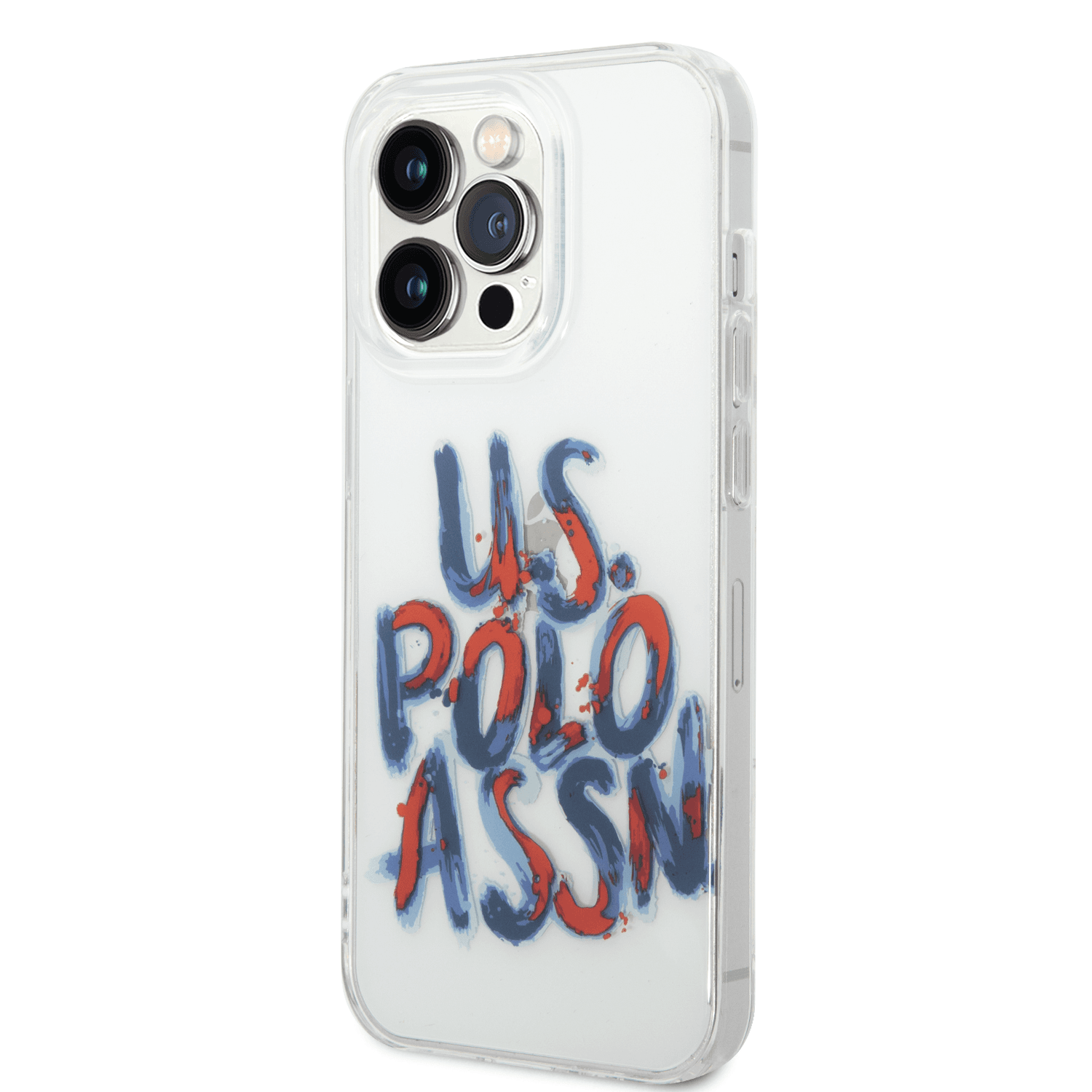 U.S.Polo Assn. USPA PC/TPU Tranparent Case With Graffiti Logo For iPhone 14 Pro - Blue/Red [ USHCP14LUPET ]