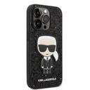 كفر جوال ايفون 14 بلس لامع فليكس لون أسود من كارل لاغرفيلد Karl Lagerfeld Glitter Flakes Case With Ikonik Patch For iPhone 14 Plus - SW1hZ2U6MTM5MTQ4OQ==