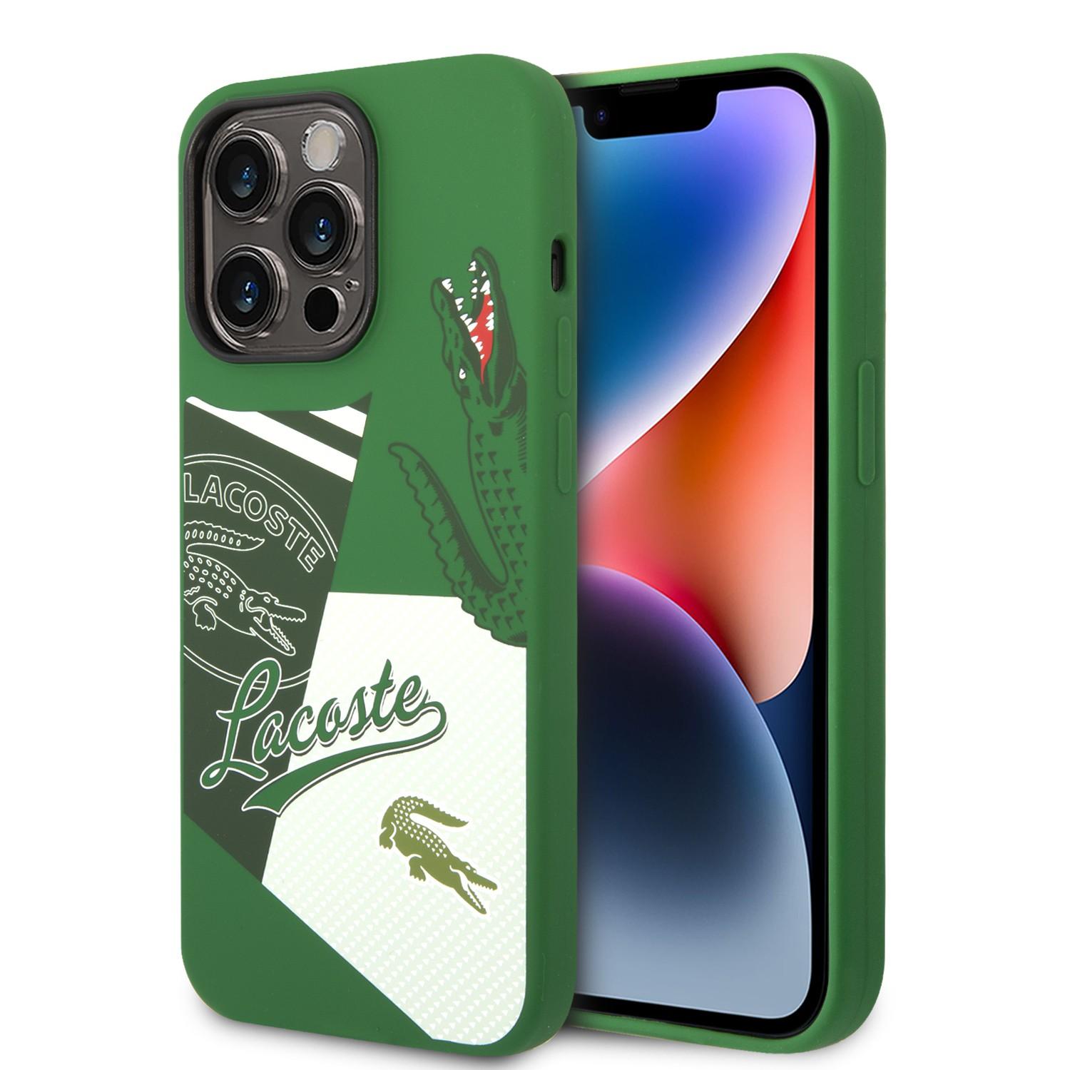 Lacoste HC Liquid Silicone & Microfiber Patchwork B Case For iPhone 14 Pro - Green [ LCHCP14LSPABN ]